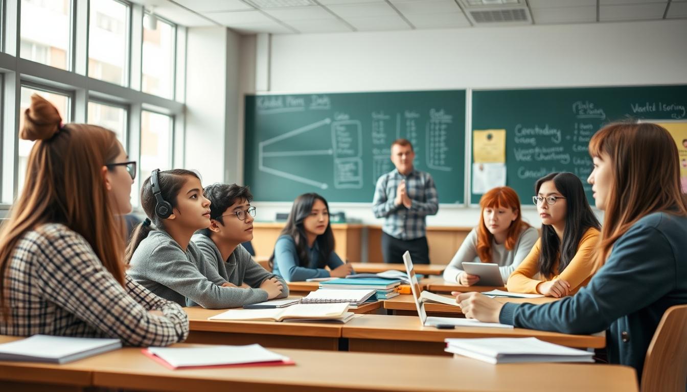 Student using learning strategies while studying